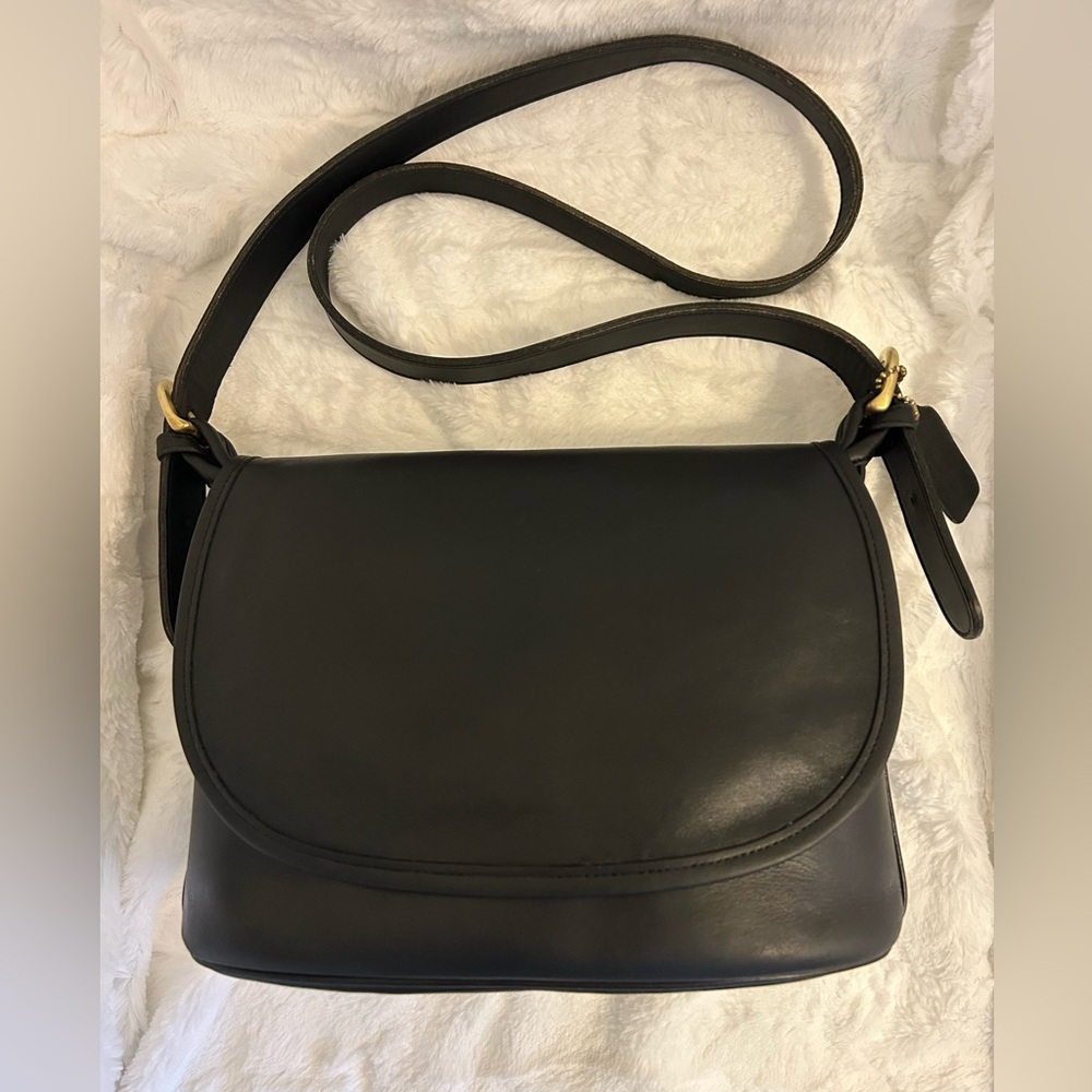 Vintage Coach Fletcher Black Leather Shoulder Bag